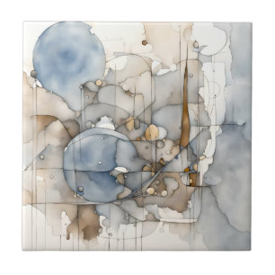 Carreau Aquarelle Abstraite Expressionniste Gris Beige