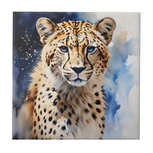 Carreau Aquarelle Animal Safari Cheetah