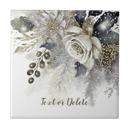 Carreau Aquarelle Argent Golden White Roses Fleurs