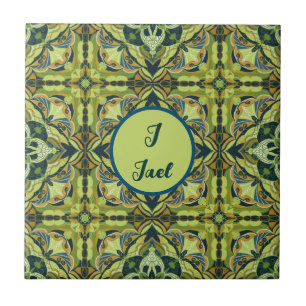 Carreau Aquarelle Azulejo Vert espagnol personnalisé