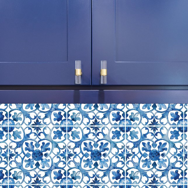 Carreau Aquarelle bleu fleur de lis (Créateur téléchargé)