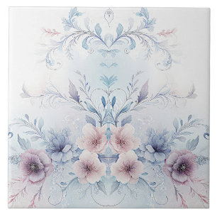 Carreau Aquarelle Bleu Rose Carrelage en céramique Florale