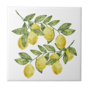 Carreau Aquarelle Branches de citron - Art botanique d'été