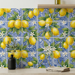 Carreau Aquarelle Campagne Française Bleu Citron