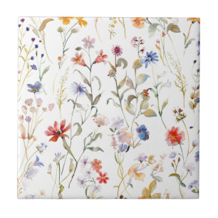 Carreau Aquarelle colorée fleur sauvage