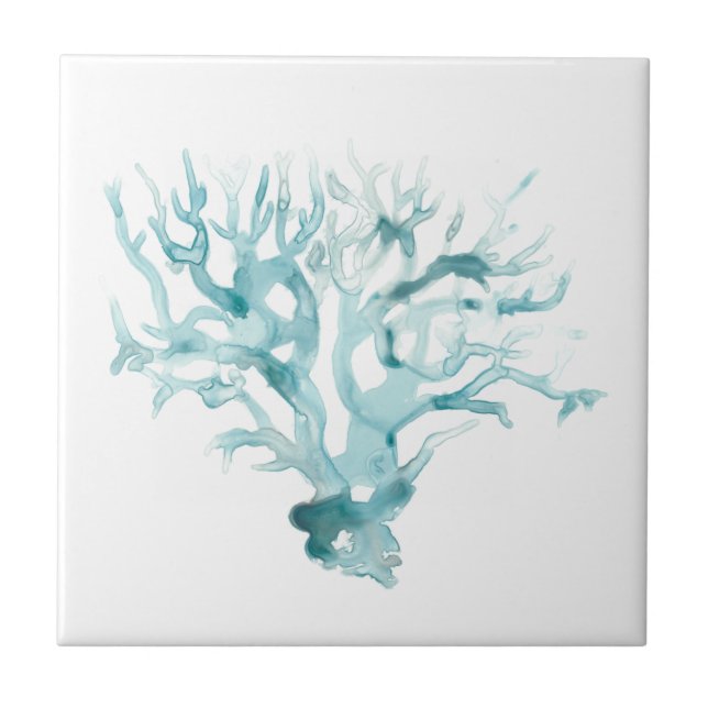 Carreau Aquarelle Corail - Bleu (Devant)