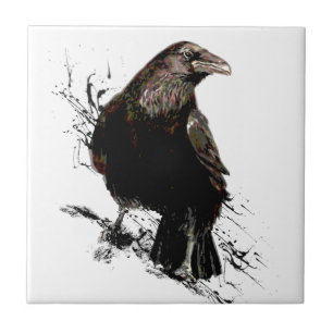 Carreau Aquarelle Corbeau Oiseau Art animal