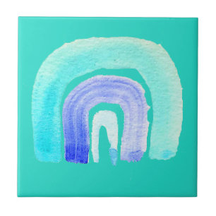Carreau Aquarelle d'amour bleu arc-en-ciel