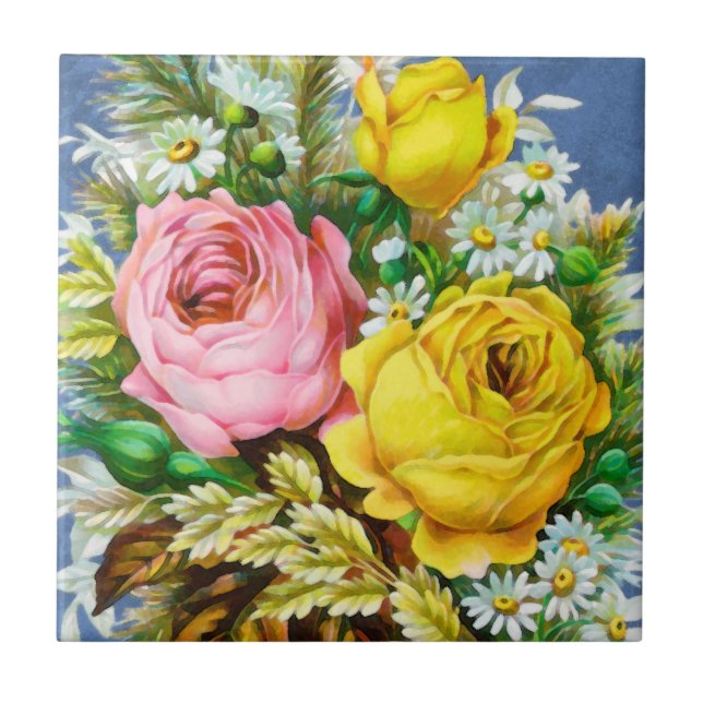 Carreau Aquarelle de bouquet floral d'automne (Devant)