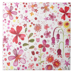 Carreau Aquarelle de fleurs sauvages