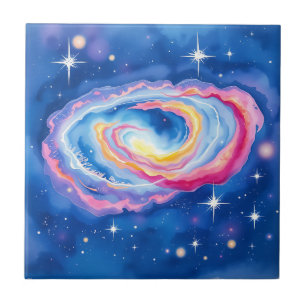 Carreau Aquarelle de Galaxy - Couleurs tortueuses et étinc