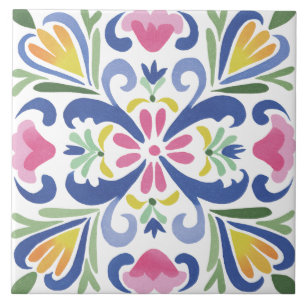 Carreau Aquarelle de jardin folklorique