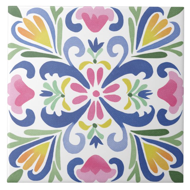 Carreau Aquarelle de jardin folklorique (Devant)
