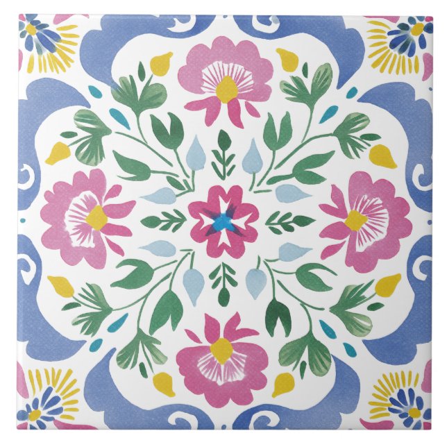 Carreau Aquarelle de jardin folklorique (Devant)