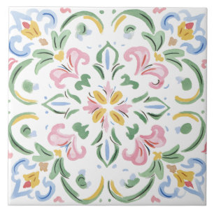 Carreau Aquarelle de jardin folklorique