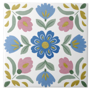 Carreau Aquarelle de jardin folklorique