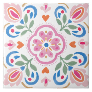 Carreau Aquarelle de jardin folklorique