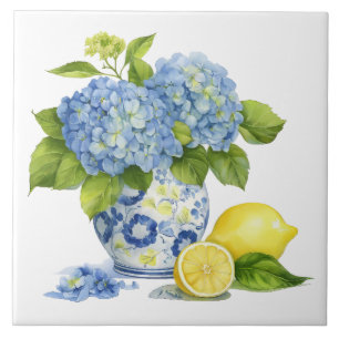 Carreau Aquarelle de la côte amalfitaine Citron méditerran