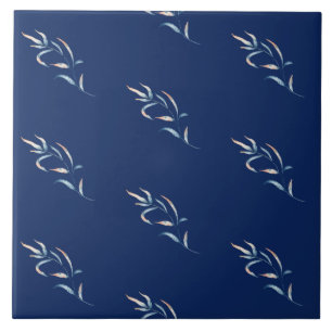 Carreau Aquarelle de style côtier corail bleu rose algue