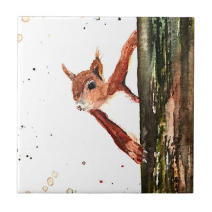 Carreau Aquarelle d'écureuil rouge Animaux sauvages