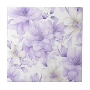 Carreau Aquarelle délicate Fleurs violettes