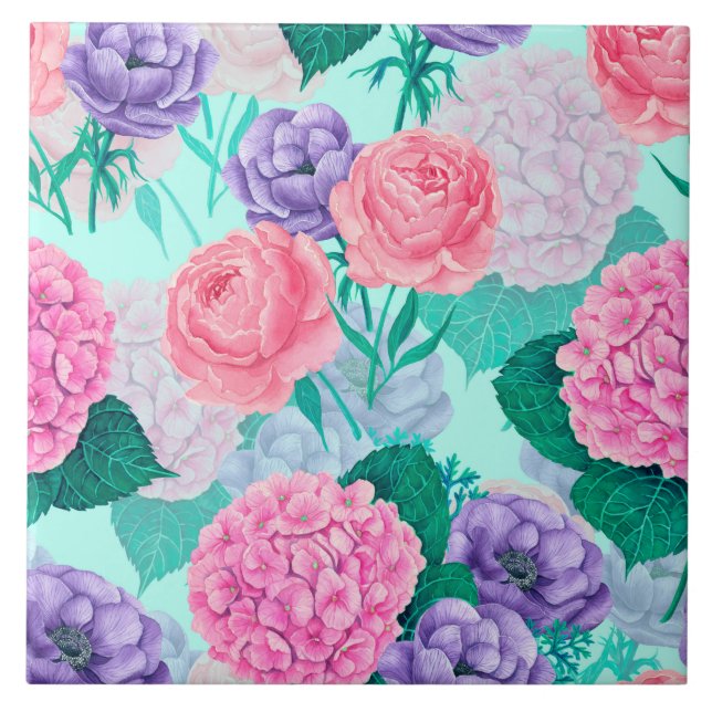 Carreau Aquarelle du jardin de printemps 2 (Devant)