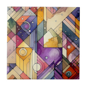 Carreau Aquarelle en verre de verre de mosaïque géométriqu