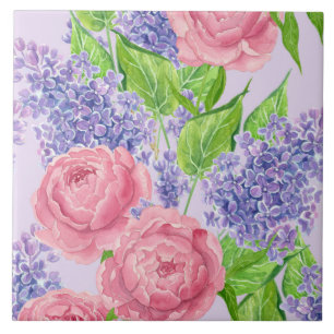 Carreau Aquarelle et lilas