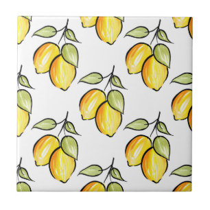 Carreau Aquarelle et Motif citrons d'encre