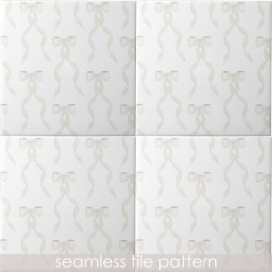 Carreau Aquarelle fantaisie Blanc Bow Motif Genre neutre
