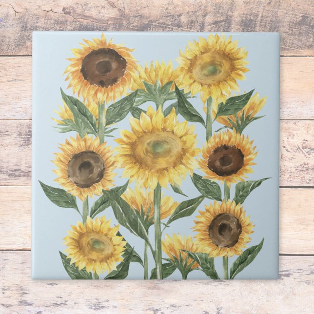 Carreau Aquarelle Fleur de tournesol jaune (Close up)