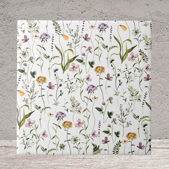 Carreau Aquarelle Fleur sauvage Jardin motifs floraux (Close up)