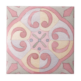 Carreau Aquarelle fleurie rétro motif d'art bohème