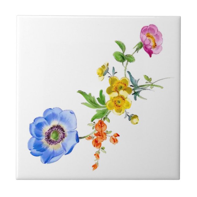 Carreau Aquarelle Fleurs de printemps Carrelage en céramiq (Devant)
