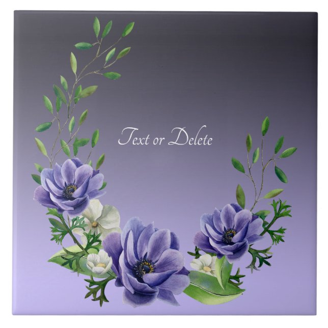 Carreau Aquarelle Fleurs violettes Carrelage en céramique (Devant)