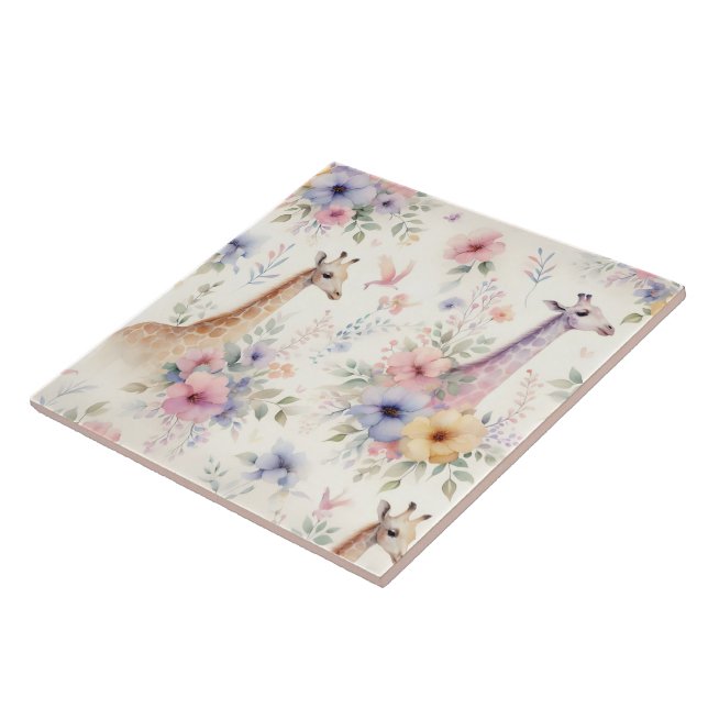 Carreau Aquarelle Florale Giraffe Carrelage Design (Côté)
