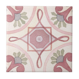 Carreau Aquarelle florale peinte à la main