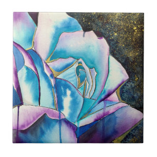 Carreau Aquarelle gothique bleu violet art rose