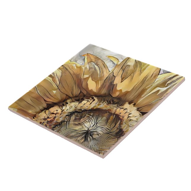 Carreau Aquarelle Grand Tournesol Collection élégante (Côté)