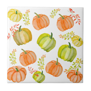 Carreau Aquarelle Halloween motif avec citrouille
