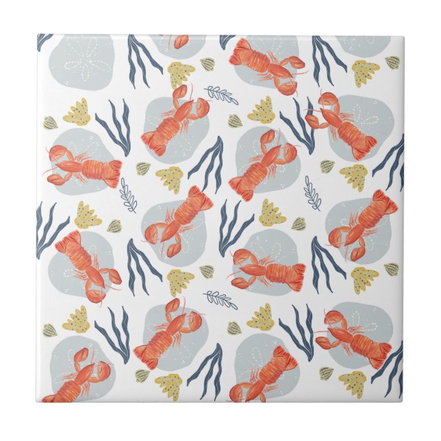 Carreau Aquarelle Homard Crustacean Beach Dollars (Devant)
