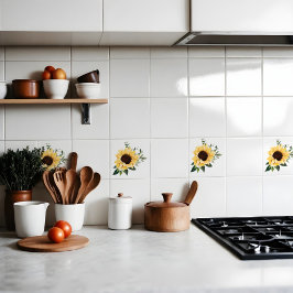 Carreau Aquarelle jaune Fleurs de soleil et design Fleur s