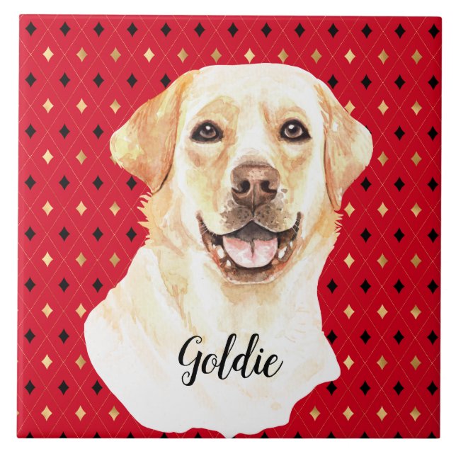 Carreau Aquarelle Labrador Retriever Chien Personnalisé (Devant)