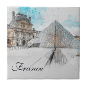 Carreau Aquarelle Louvre, Paris Carrelage en céramique - É