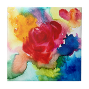 Carreau Aquarelle magnifique art rose abstrait