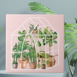 Carreau Aquarelle mignonne Plante de maison Tropical sur r