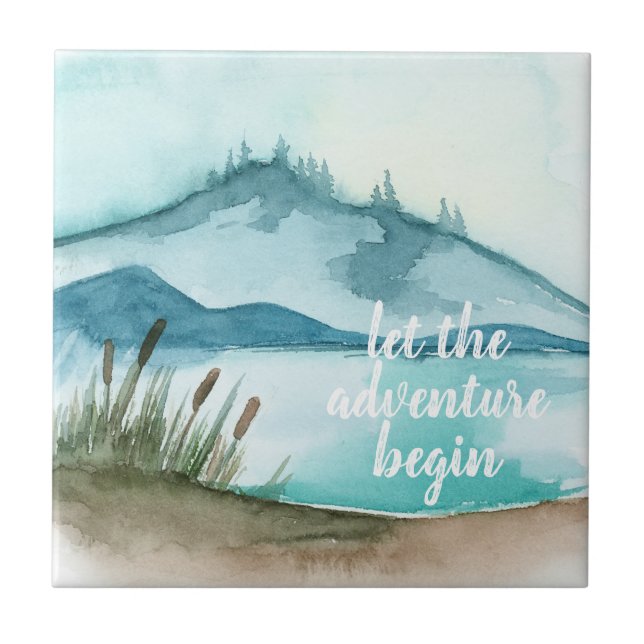 Carreau Aquarelle moderne Nature Commençons l'aventure (Devant)