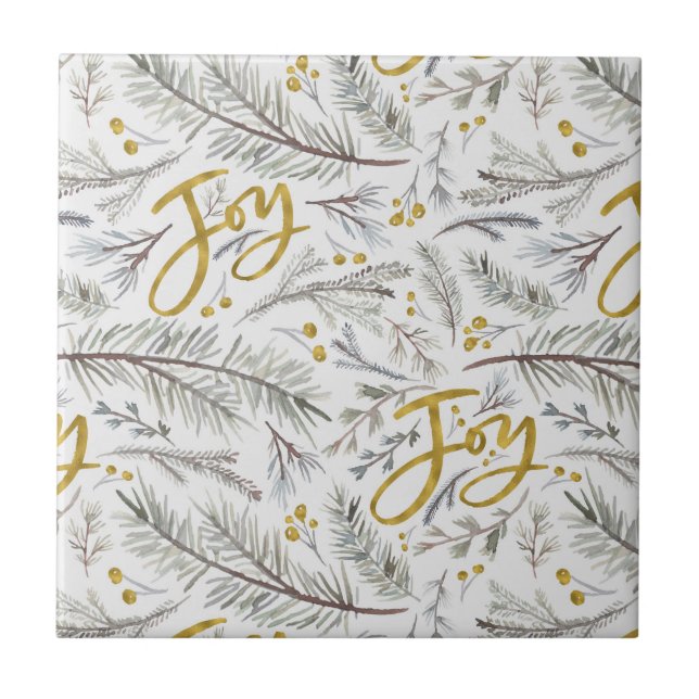 Carreau Aquarelle Noël brindilles (Devant)