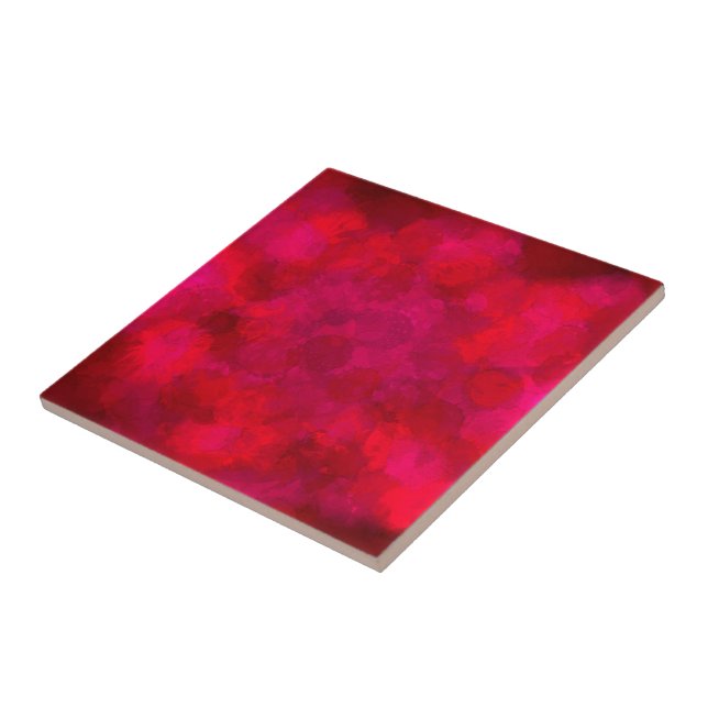 Carreau Aquarelle Océan rose chaud rouge Nautique Abstrait (Côté)