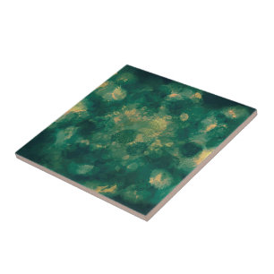 Carreau Aquarelle Océan Vert Jaune Nautique Abstrait